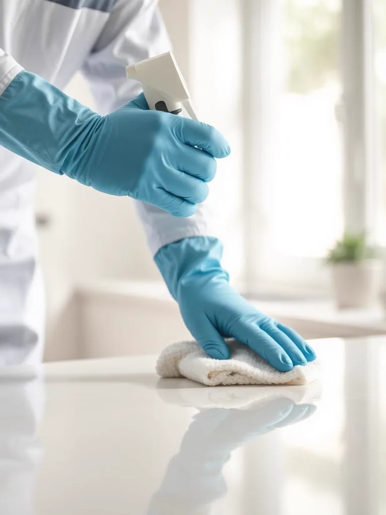 Professional cleaner wiping a surface
