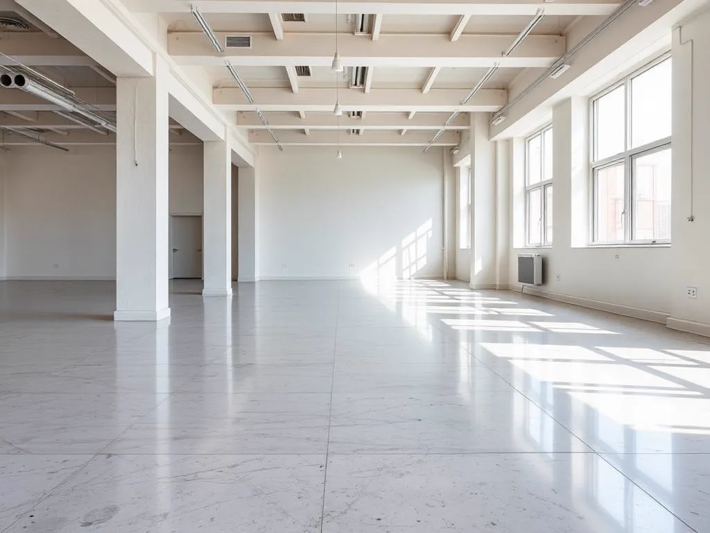 Clean finished construction interior space